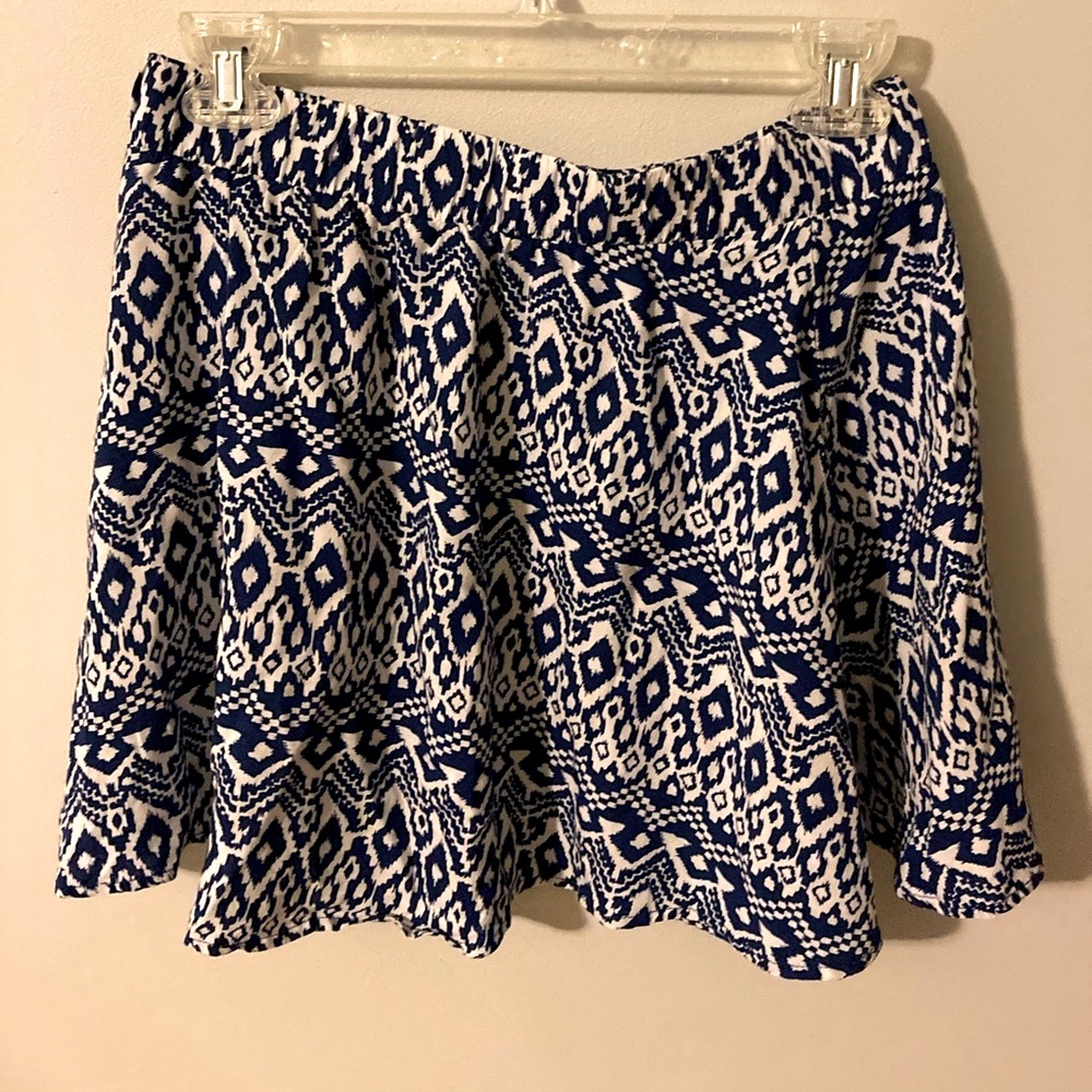 Blue and White Pattern Circular Skirt